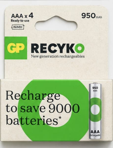 Pilhas Recarregáveis AAA GP RECYKO 950mAh 4x1