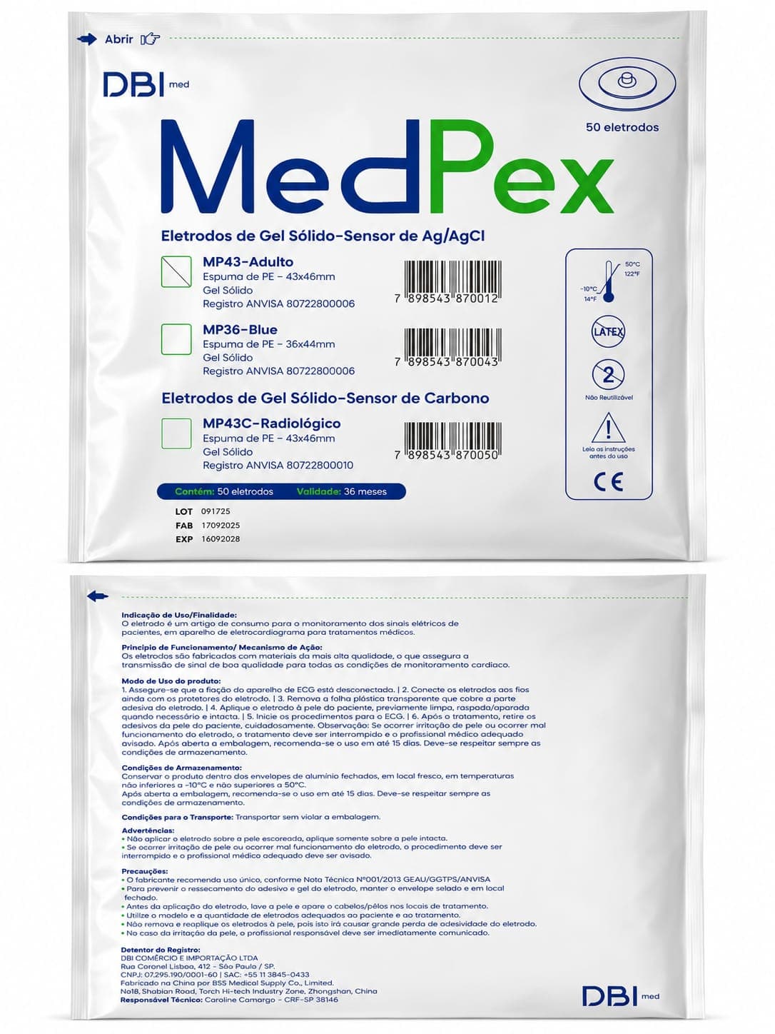 Eletrodo Descartável MedPex MP43-Adulto 43x46mm